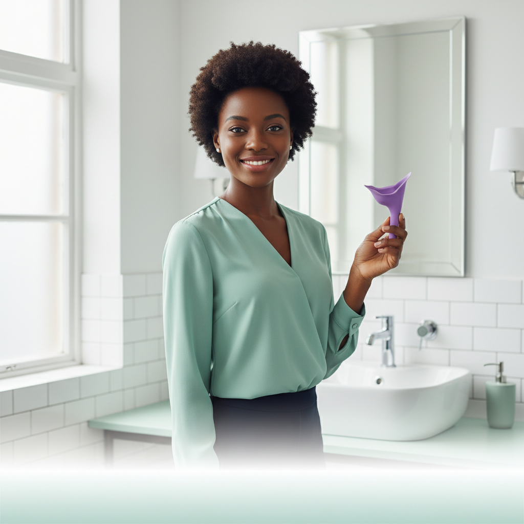 Visuel 1 — Femme confiante avec le produit
